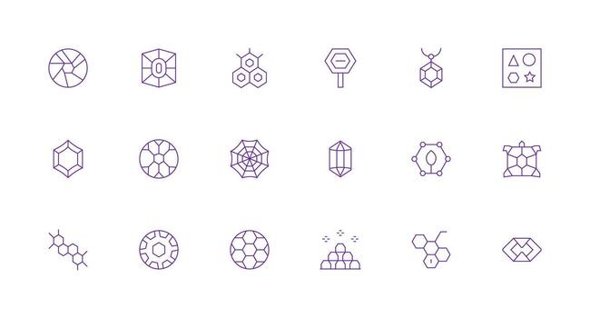 18 Minimal Line Style Icons from Hexagon Collection Flexible Icon System for Web Interfaces vector