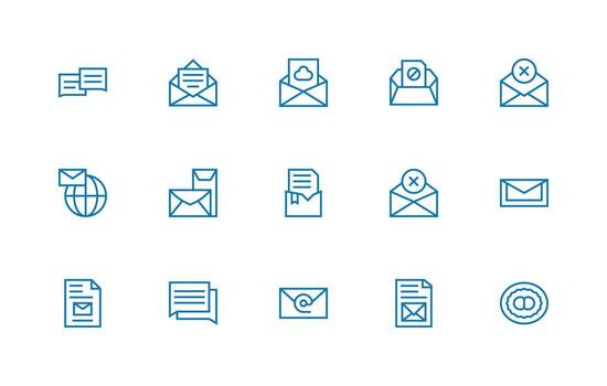 15 regular línea diseños para bandeja de salida íconos completar icono haz para web diseño vector