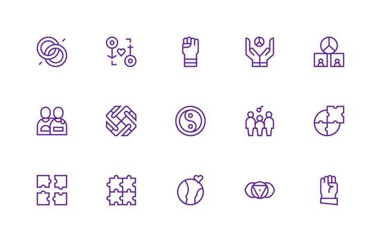 Unity Set with 15 Regular Line Icons Compact Icon Pack vector