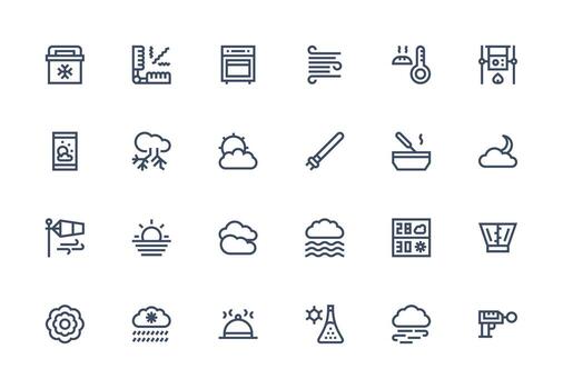 24 Thick Line Line Style Icons from Temperature Collection Customizable Icon Series for Mobile Screens vector