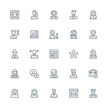 medio carrera contorno íconos desde cliente conjunto con 25 vectores editable icono colección