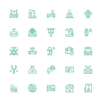 Medium Stroke Outline Icons from Wifi Set with 25 Vectors Modern Icon Set
