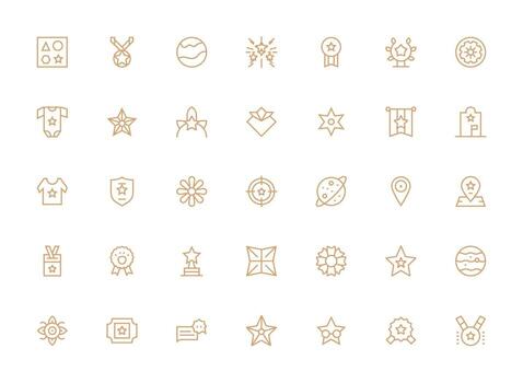 estrella icono conjunto con 35 regular limpiar línea gráficos web y aplicación icono paquete colección vector