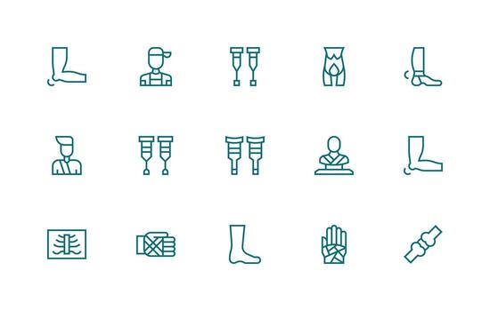 15 Icons for Orthopedic in Regular Line Format Flexible Icon System for Web Interfaces vector