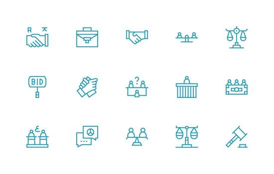 Negotiation Icon Collection with 15 Regular Line Designs Well-Structured Icons for Creative Use vector