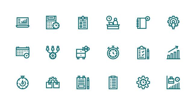 Strong Stroke Line Style Productivity Icons with 18 Vectors Neat Icon Set