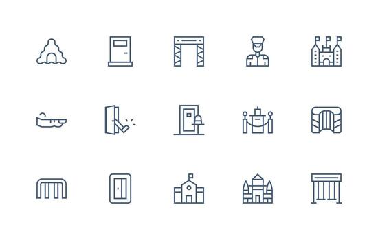 Entrance Icon Set with 15 Regular Line Graphics Clean Icon Set Icon Pack for UI Projects vector