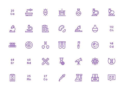 35 Regular Clean Line Style Icons from Scientific Collection Complete Icon Bundle for Web Design vector