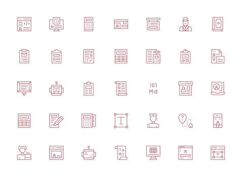 datos entrada presentando 35 íconos en ligero línea diseño bien estructurado íconos para creativo utilizar vector