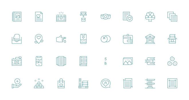 Thin Line Style Collection Icons with 32 Vectors Dashboard Icon Series
