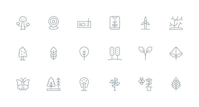 18 Icons for Ecology in Minimal Line Format Interface Icon Collection for Daily Projects vector