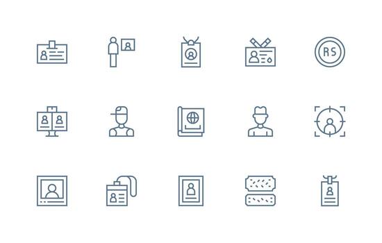 identificación presentando 15 íconos en regular línea diseño ligero icono serie para rápido prototipos vector