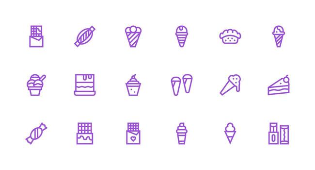 Strong Stroke Line Style Chocolate Icons with 18 Vectors Fully Editable Icon Set for Web