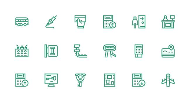 18 Icons for Terminal in Strong Stroke Line Format Layout Icon Collection vector