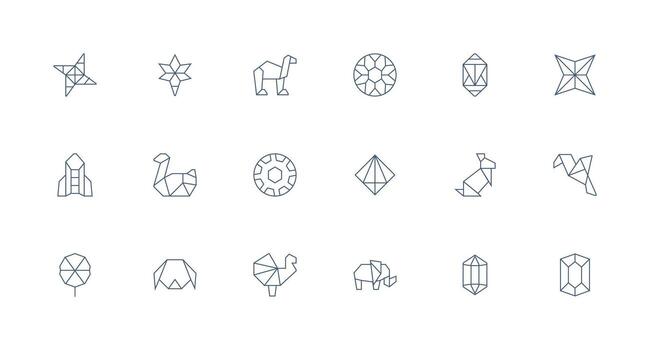 Polygon Set with 18 Minimal Line Icons Minimal Icon Set for Interface Projects vector