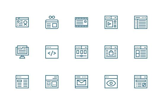 15 Regular Line Vectors for Web Page Theme UI-Ready Icon Collection