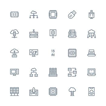 Computing Visual Pack containing 25 Medium Stroke Outline Icons Dashboard Icon Series vector