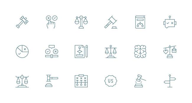18 Minimal Line Style Icons from Decision Collection Complete Icon Set for Mobile Apps vector