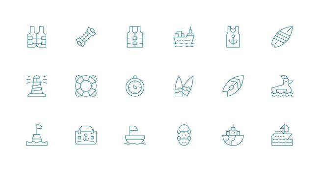 náutico diseño íconos presentando 18 en mínimo línea estilo optimizado icono paquete para digital productos vector