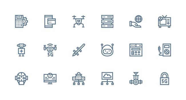 18 fuerte carrera línea íconos para tecnología gráficos optimizado icono paquete para digital productos vector