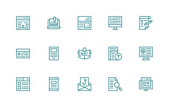 Online Document featuring 15 Icons in Regular Line Design Multi-Purpose Icon Set vector