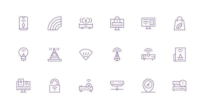 Wifi Set with 18 Minimal Line Icons Editable Icon Collection vector