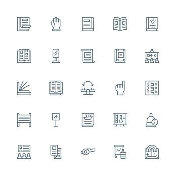 Instruction Set with 25 Medium Stroke Outline Icons Web Icon Collection vector