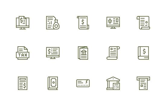 Statement Set with 15 Regular Line Icons Functional Icon Series vector