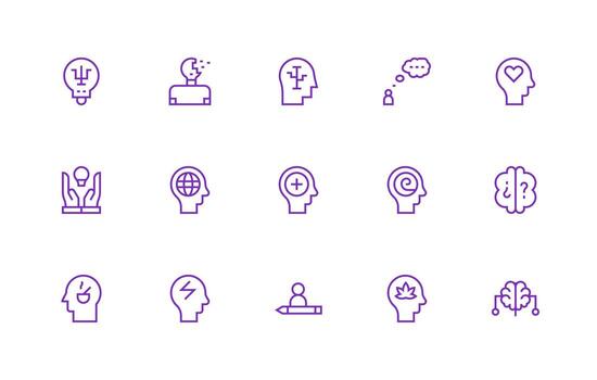 15 Icons for Thought in Regular Line Format Multi-Purpose Icon Pack for Templates vector
