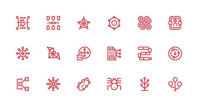 Node Design Icons featuring 18 in Strong Stroke Line Style Icon Set for Apps vector