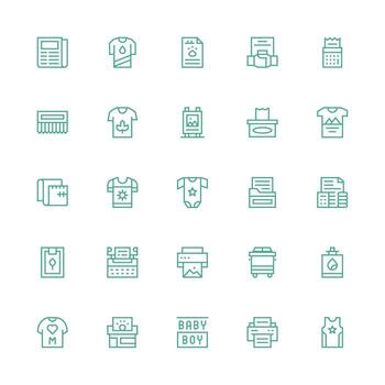 25 Medium Stroke Outline Icons for Print Graphics Icon Set for Apps vector