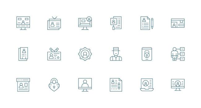 18 Icons for Personal Data in Minimal Line Format Minimal Icon Pack vector