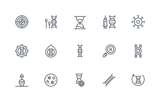 Regular Line Icons from Biotechnology Set with 15 Vectors All Device Compatible Icon Set