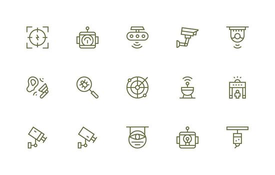 15 Icons for Detection in Regular Line Format Creative Icon Set vector