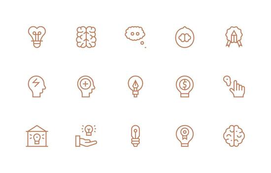 Idea featuring 15 Icons in Regular Line Design Layout Icon Collection vector