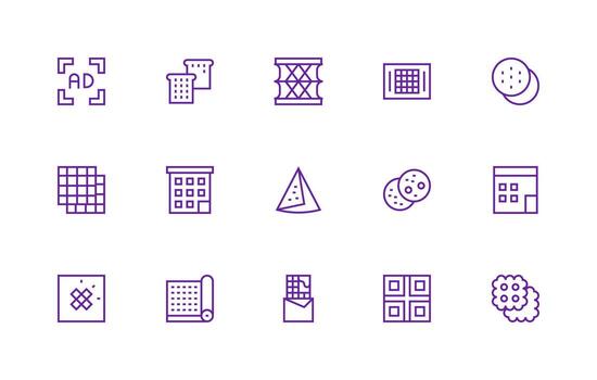 Squares featuring 15 Icons in Regular Line Design Functional Icon Series vector