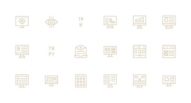 Minimal Line Icons from Data Display Set with 18 Vectors Web Icon Collection