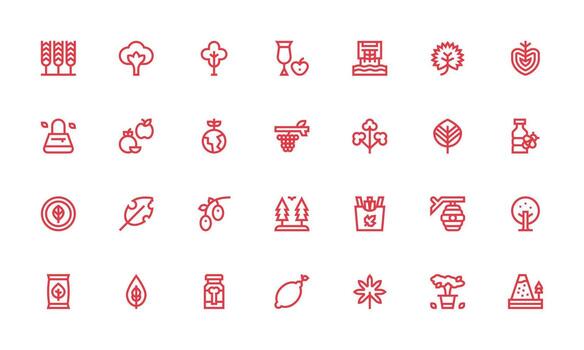 Natural Set with 28 Bold Line Icons Simple Icons for Interface and Wireframes vector