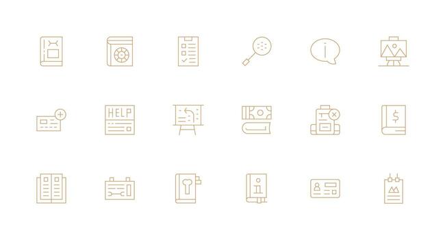 Documentation featuring 18 Icons in Minimal Line Design Neutral Style Icons for Any Project vector