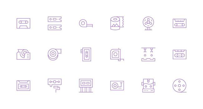 cinta conjunto con 18 mínimo línea íconos completamente editable icono conjunto para web vector