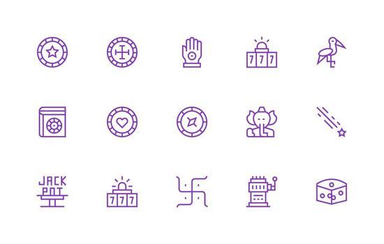 15 Regular Line Style Icons from Luck Collection High-Resolution Icons for Any Platform vector