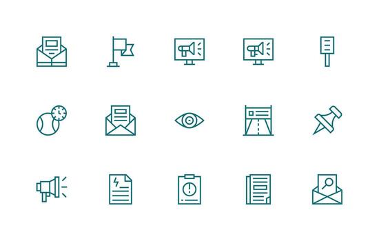 15 Regular Line Designs for Notice Icons Simplified Icon Pack for Visual Tools vector