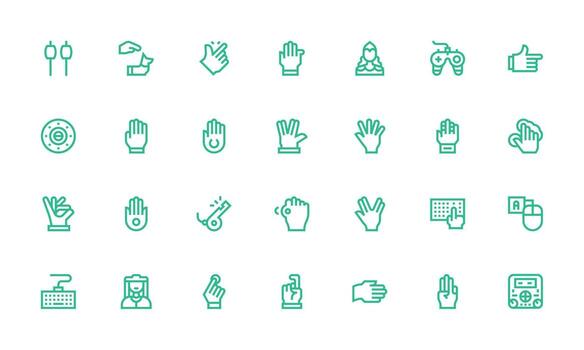 28 negrita línea íconos para mando gráficos editable icono colección vector