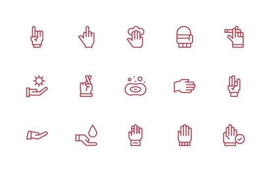 15 Icons for Hand in Regular Line Format Simple Icons for Interface and Wireframes vector