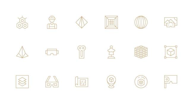 3D Set with 18 Minimal Line Icons Clean Icon Collection for Web Use vector