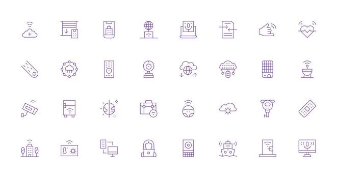 32 Icons for Remote in Thin Line Format Clean Icon Collection for Web Use vector