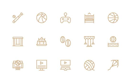 Regular Line Style Play Icons with 15 Vectors Sharp Icons for Presentations