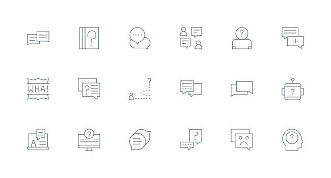 Support Request Icon Collection with 18 Minimal Line Designs Multi-Style Icons for Creative Projects vector