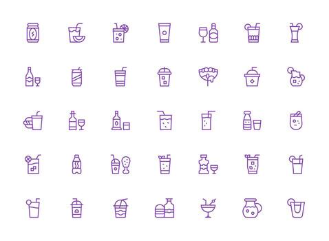 Soda including 35 Regular Clean Line Illustrations Scalable Icons for Cross-Platform Interfaces vector