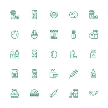 Medium Stroke Outline Icons from Vitamins Set with 25 Vectors High-Resolution Icons for Any Platform